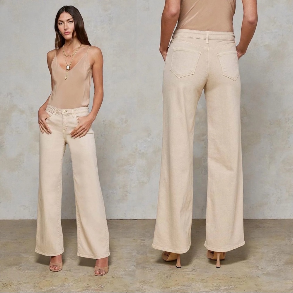 L’Agence Alicent High Rise Wide Leg Biscuit Khaki Tan Sz 25 Pant Jeans - Picture 1 of 7